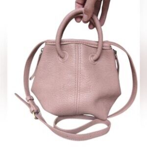By Anthropologie Faux Leather blush pink Sling Mini Crossbody Double Handle Bag